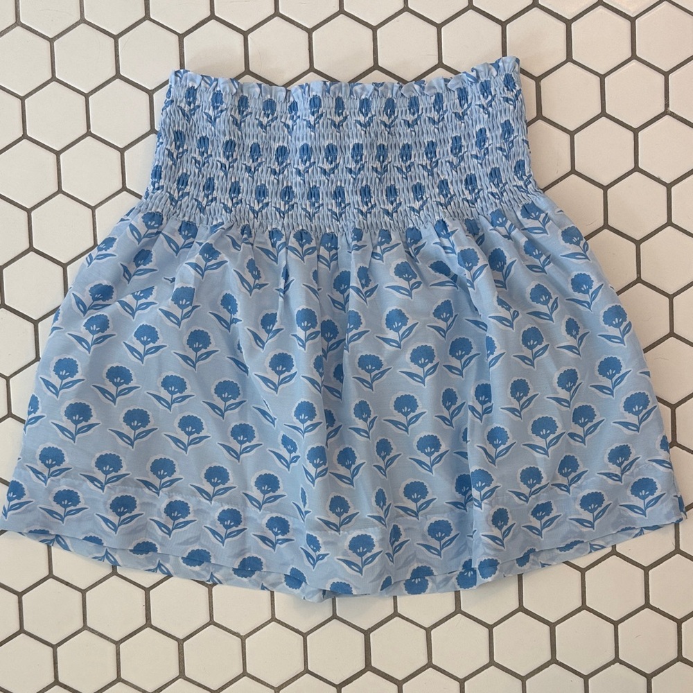 Elegant Blue Floral A-Line Skirt